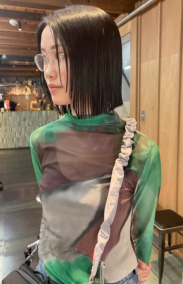 ショート ボブ 顔まわりレイヤー 顔周りカット レイヤーカット カット 三浦 ふたばのヘアスタイル