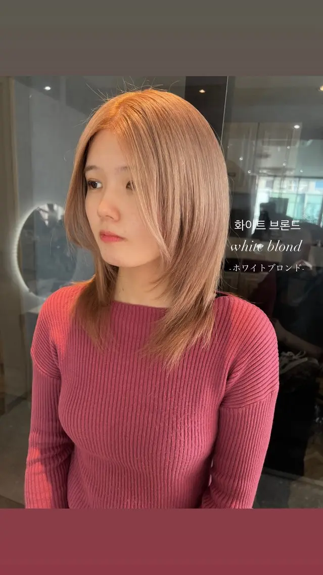 ロング カラー ブロンド 韓国風ヘア ヘアカラー 韓国🇰🇷レイヤー 映える顔周り🩷のヘアスタイル