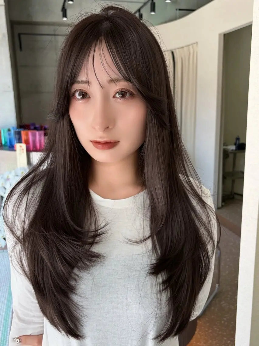 ロング ハッシュカット レイヤーカット カット ヘアカラー レイヤー/髪質改善 /Senne竹下のヘアスタイル