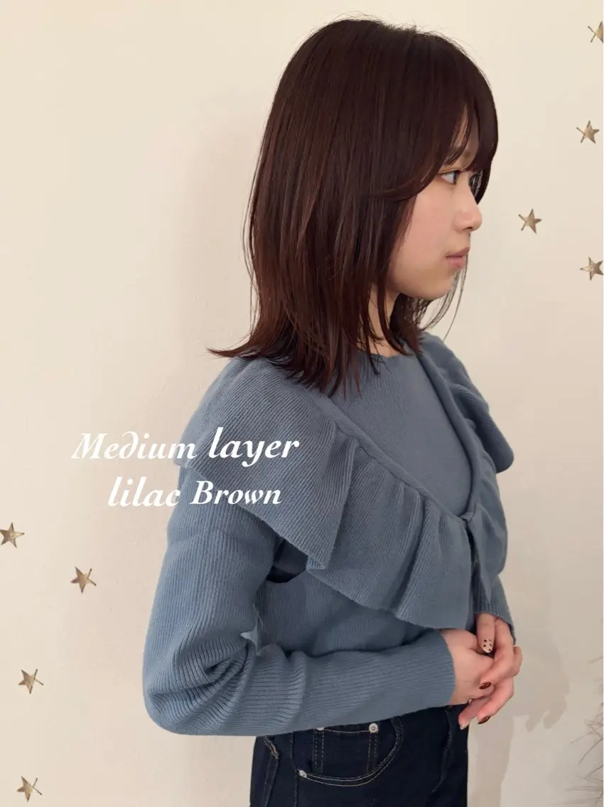 ミディアム カラー カット ヘアカラー 市川 千夏のヘアスタイル