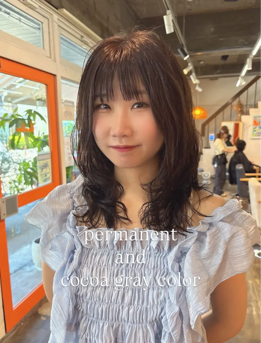 セミロング カラー パーマ セミロングパーマ カット ヘアカラー パーマ shiho/レイヤー /透明感カラーのヘアスタイル