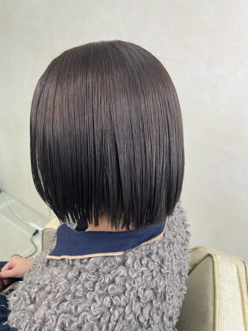 ミディアム カラー アッシュ 透明感カラー ボブ 小顔カット ヘアカラー 中嶋 玲奈のヘアスタイル