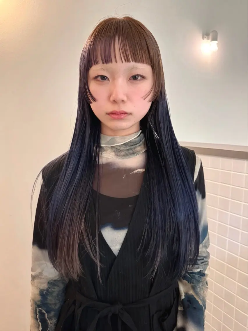 ロング カラー ブルーカラー ブラウンカラー デザインカラー カット ヘアカラー トリートメント Kaito🐶 /デザイン/レイヤーのヘアスタイル