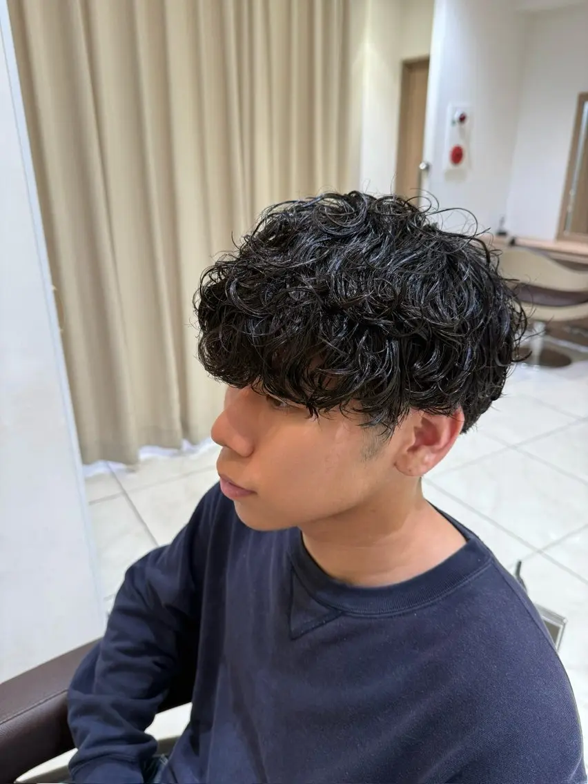 ショート パーマ ヘアアレンジ メンズ メンズパーマ カット パーマ ✨レイヤー/ 透明感カラー✨冨永剛のヘアスタイル