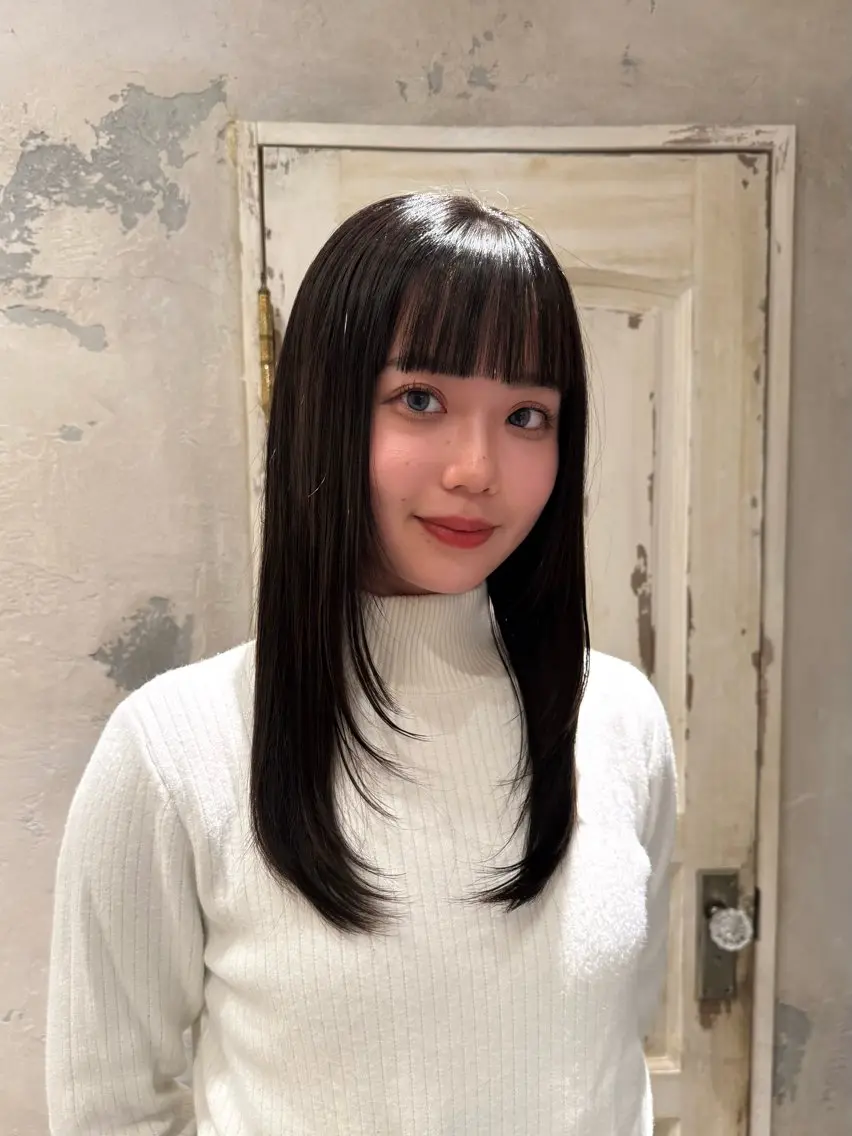 ロング カラー 縮毛矯正 笹原 叶のヘアスタイル