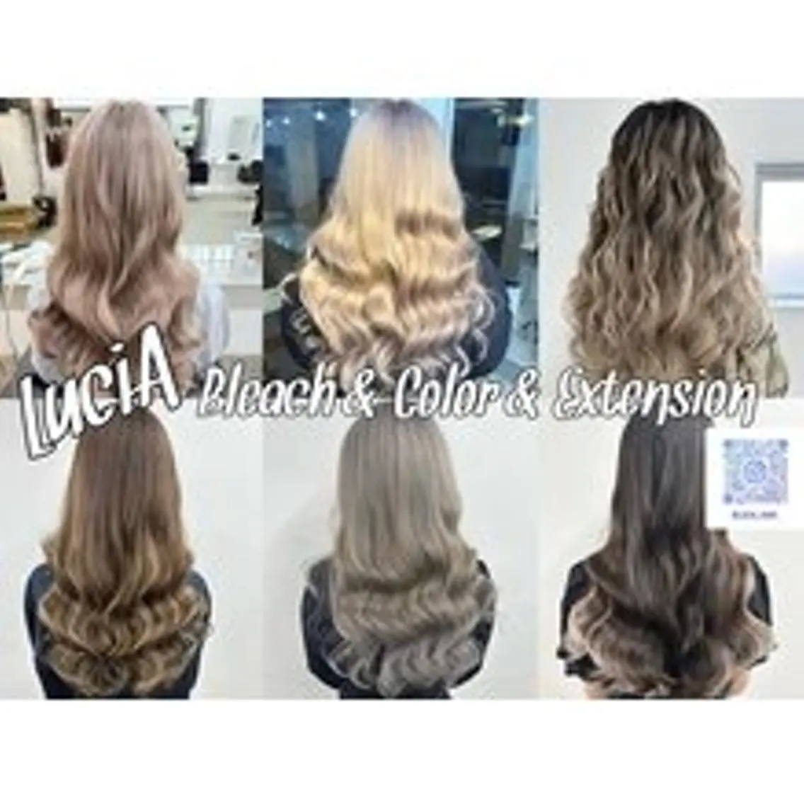 カラー ロング ヘアアレンジ シールエクステ 黒髪 ブリーチ デザインカラー ダブルカラー エクステ¥5000 LuciAカラーのヘアスタイル