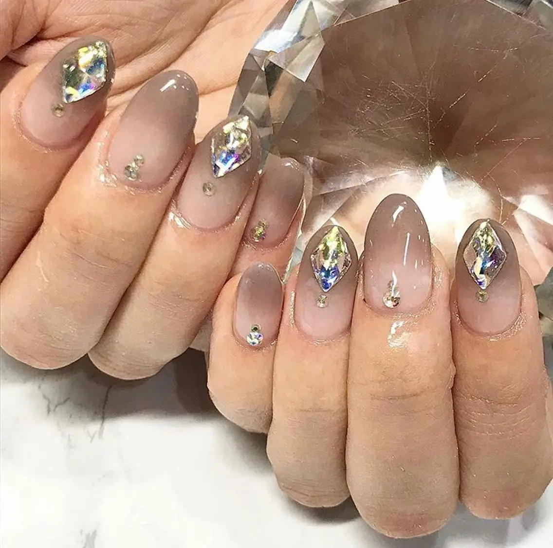 ネイル 渋谷／チップ長さ出し 👑アプレgel-xのネイルデザイン