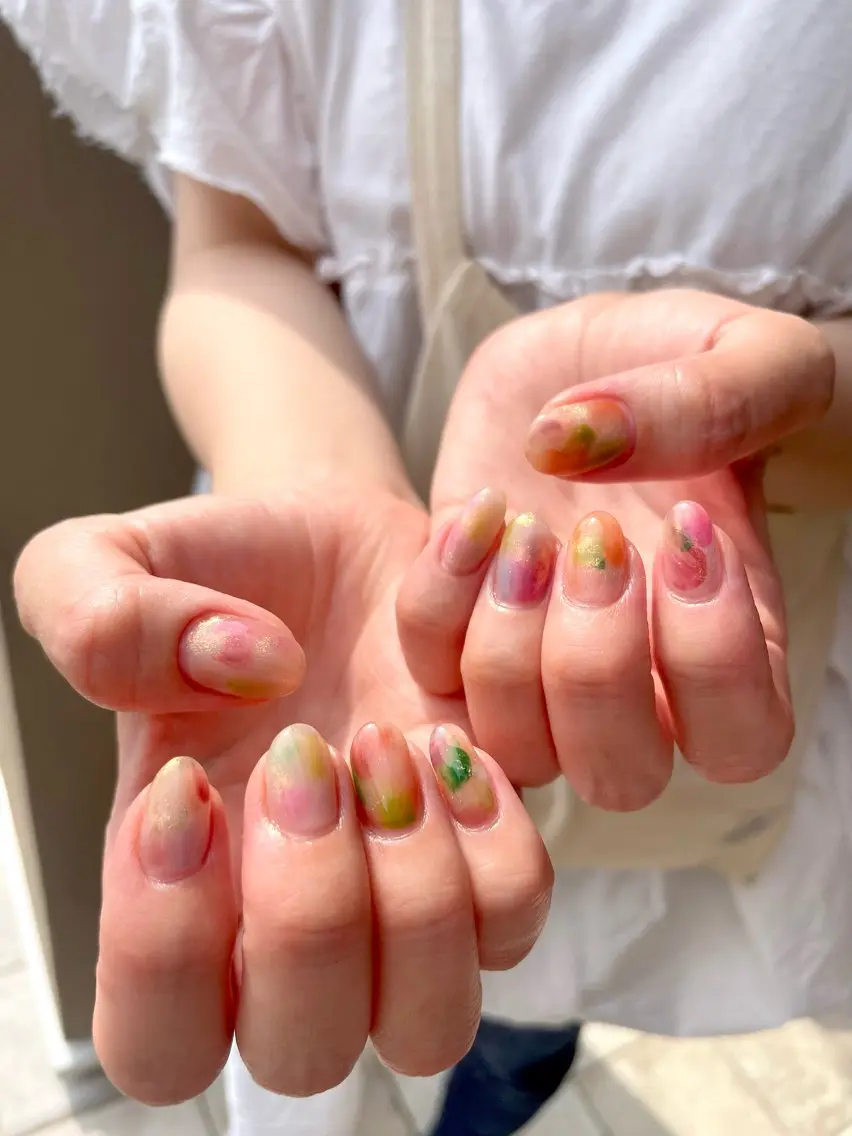 ネイル ニュアンスネイル ハンドネイル フットネイル 甲斐市自宅サロン 🧸prunelleのネイルデザイン