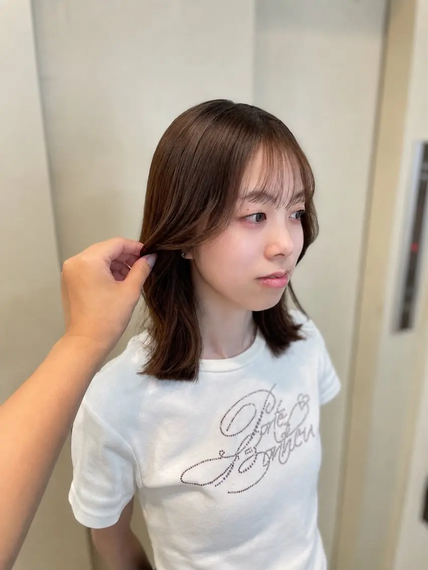 ミディアム ボブ くびれヘア トリートメント カット ヘアカラー トリートメント アレンジ🎀ツヤ髪✨ 北野亜優実🌱のヘアスタイル