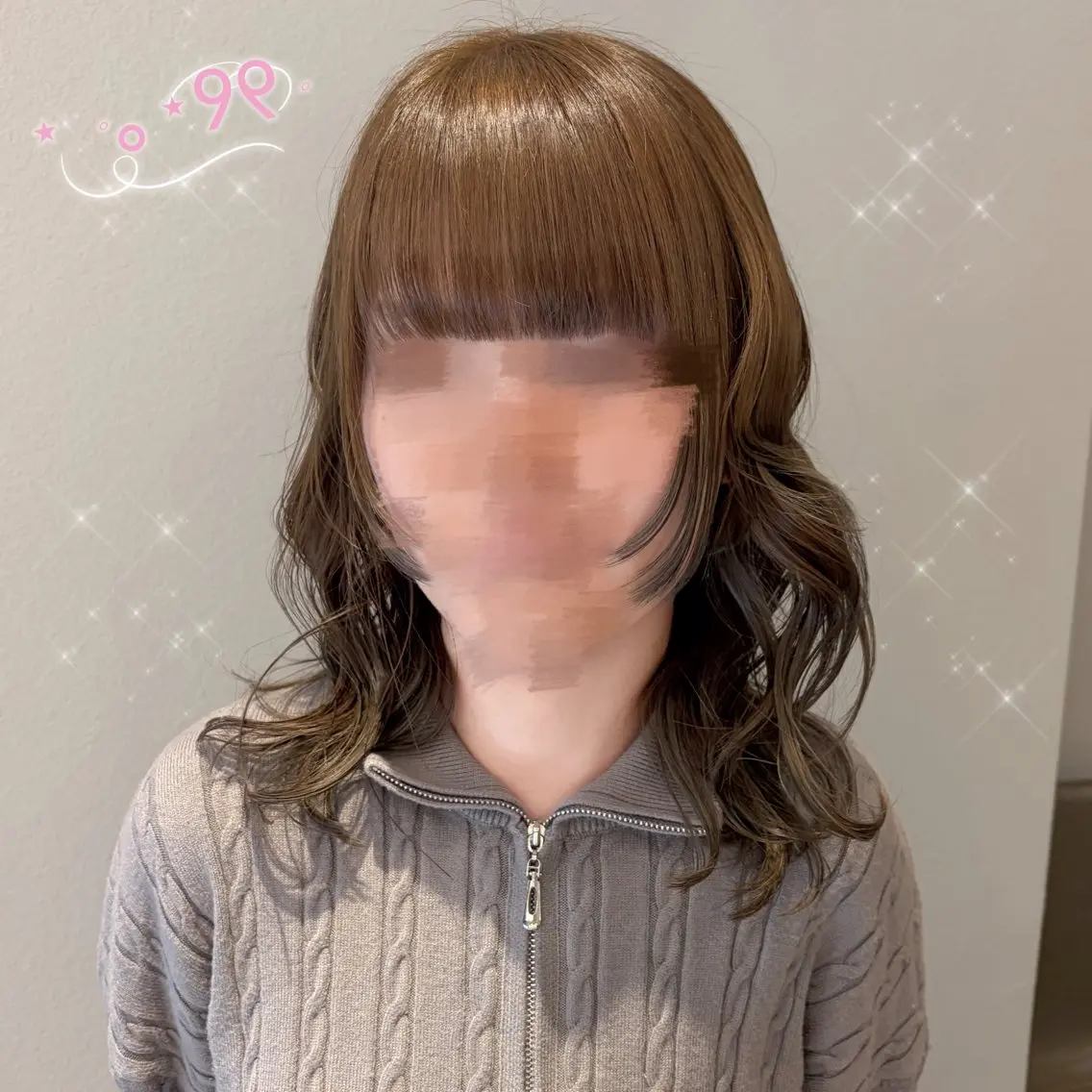 ミディアム カラー ベージュカラー ラテベージュ カット ヘアカラー 顔周り/ガーリー /ヘアメ/あつはのヘアスタイル
