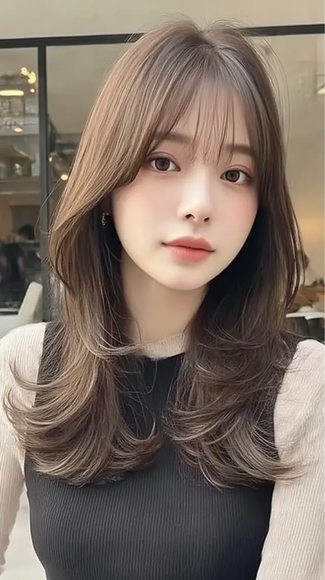 ロング 縮毛矯正 絶対綺麗な暖色カラー 🎯あります✨増渕✨のヘアスタイル