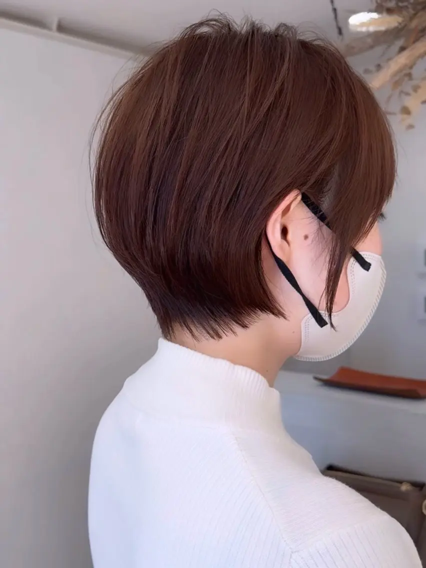ショート カラー ブラウンカラー ピンクカラー ピンクブラウン ボブ くびれヘア カット ヘアカラー トリートメント 田畑 智規のヘアスタイル