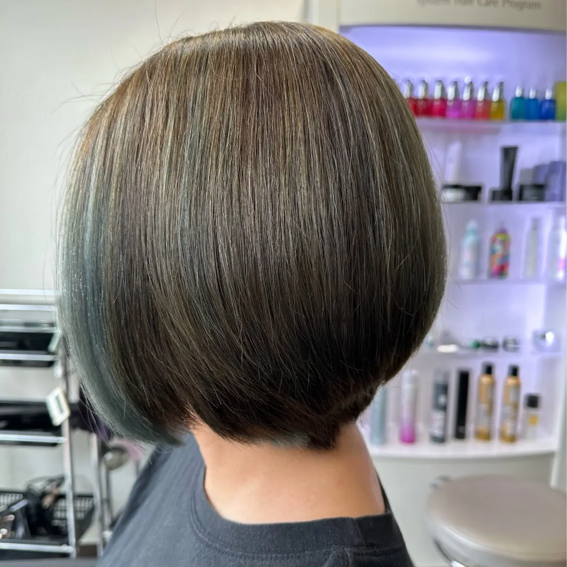 ショート カラー ショートボブ アッシュ イヤリングカラー ハイライトカラー ボブ 福積 めぐみのヘアスタイル