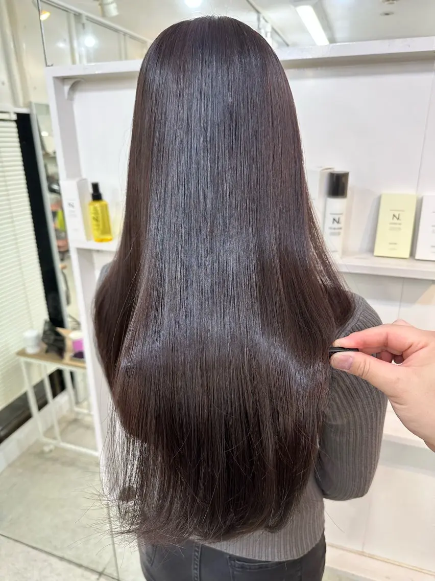 ロング カラー ラベンダーカラー カット ヘアカラー トリートメント 髪質改善/レイヤー ストウシンゴのヘアスタイル