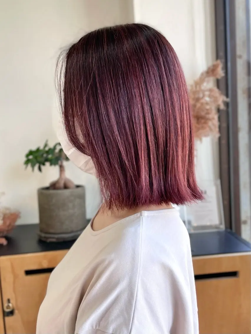 ミディアム カラー ハイライトカラー ピンクカラー ハイライト ヘアカラー 🎨カラー専門家🎨 チャーリーのヘアスタイル