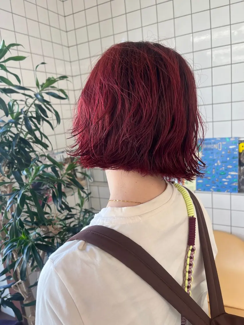 ショート カラー パーマ ボブ ボブパーマ/パーマ ウルフパーマのヘアスタイル