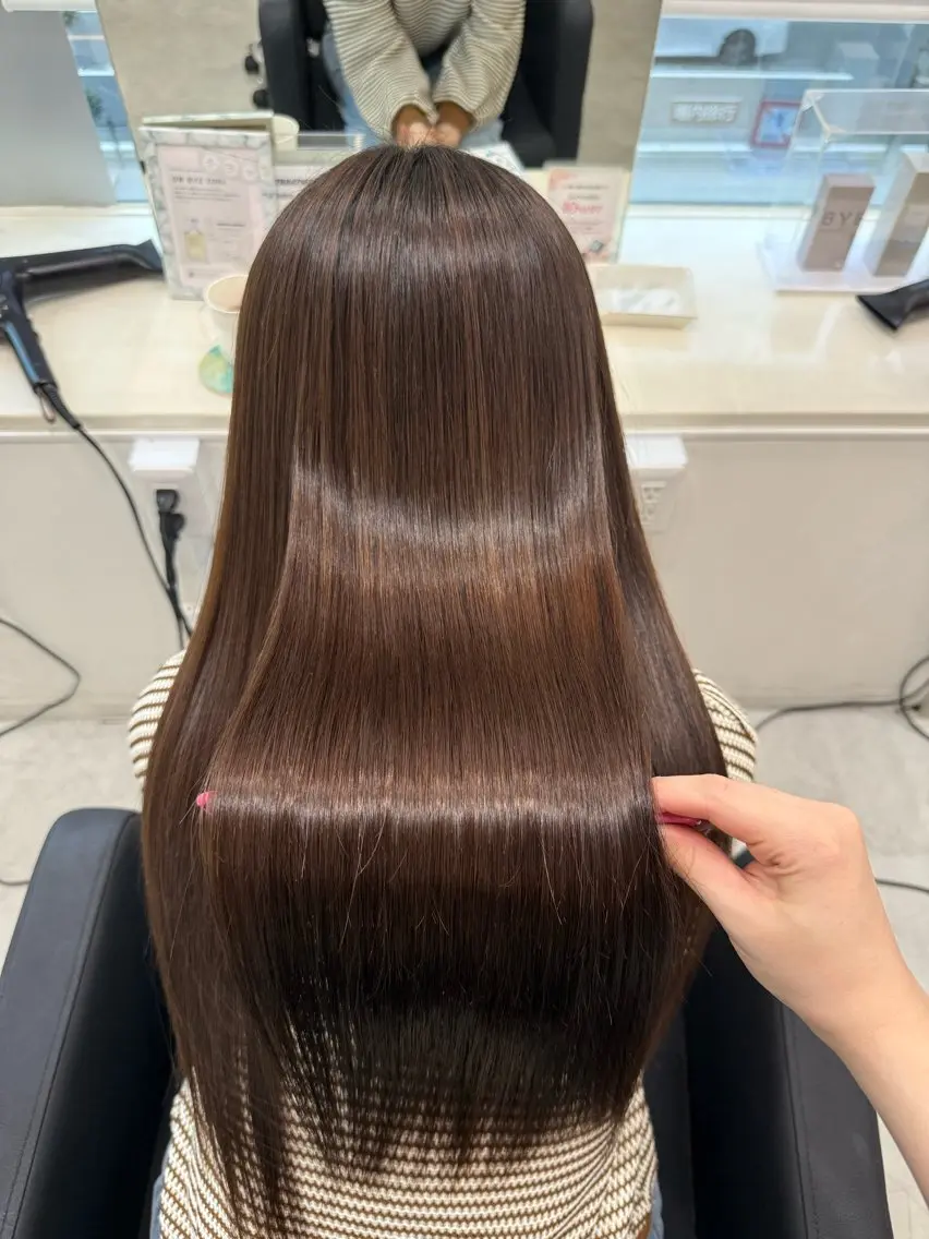 ロング カット ヘアカラー 縮毛矯正 トリートメント ヘッドスパ MAHO/透明感カラ ー/髪質改善🍒のヘアスタイル