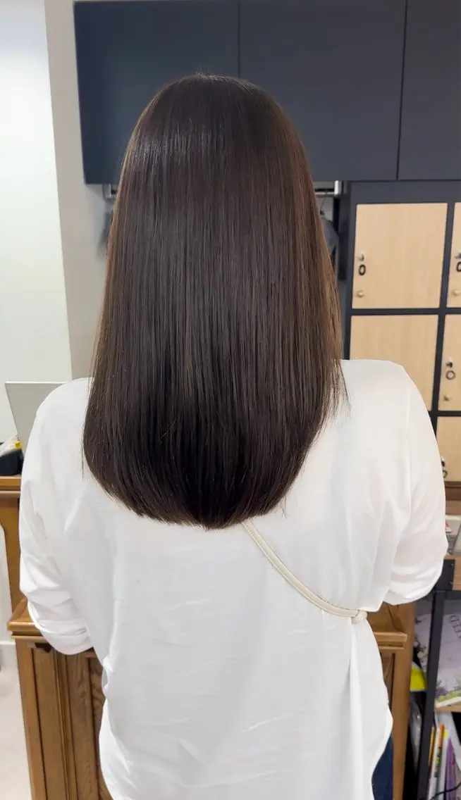 ミディアム カラー パーマ ヘアアレンジ メンズ キッズ レイヤーカット/ 巻ける縮毛矯正のヘアスタイル
