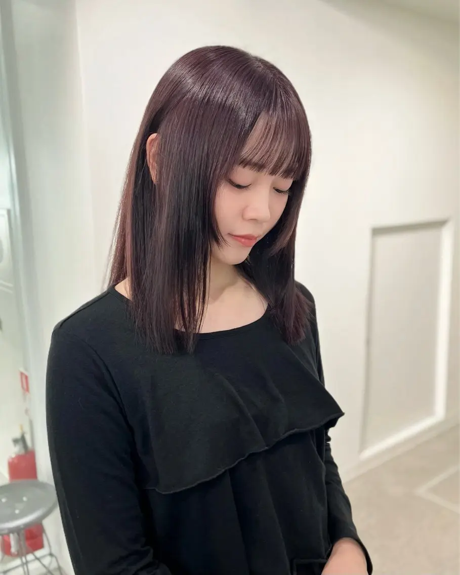 ミディアム カラー ブラウンカラー ラベンダーカラー ラベンダーブラウン カット ヘアカラー ボブパーマ/縮毛矯正 /かわいい/せき🫧のヘアスタイル