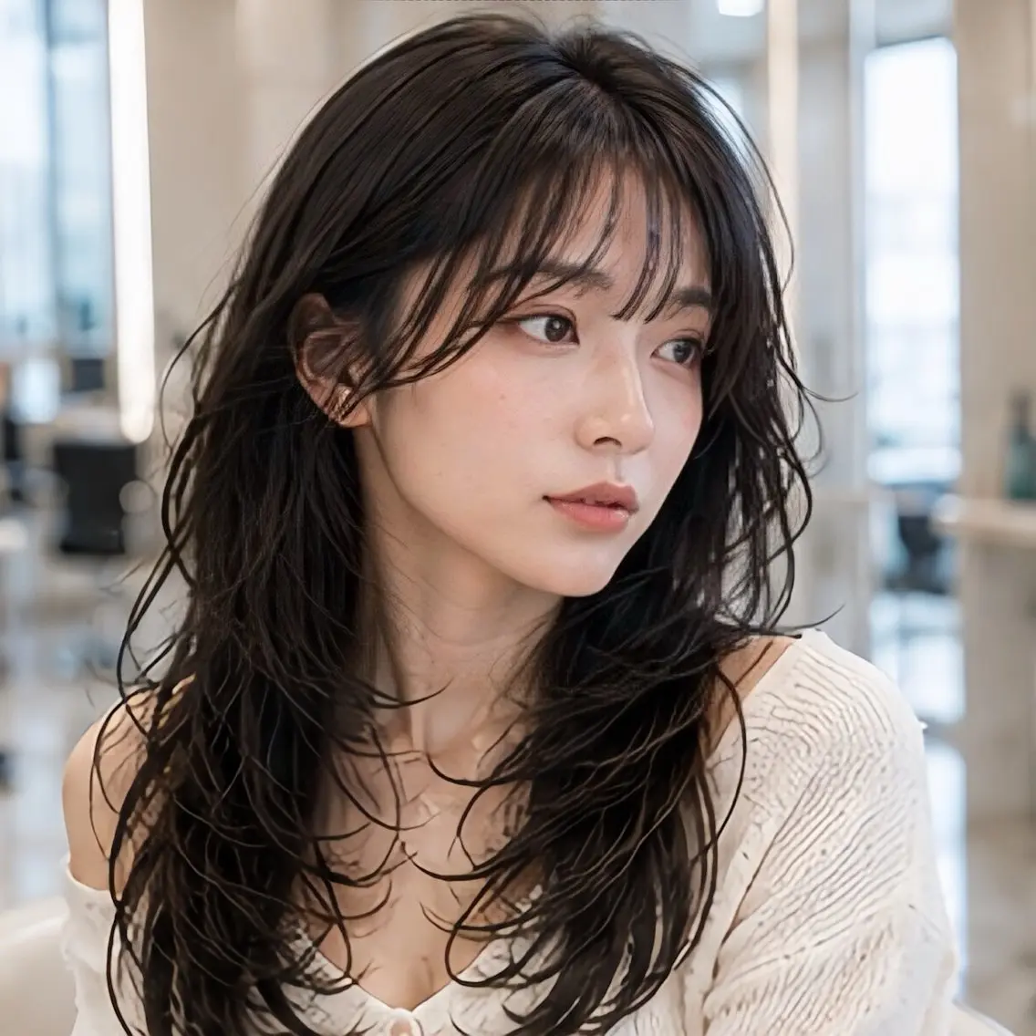 ロング カット レイヤー/顔まわり /縮毛矯正/おばかんのヘアスタイル