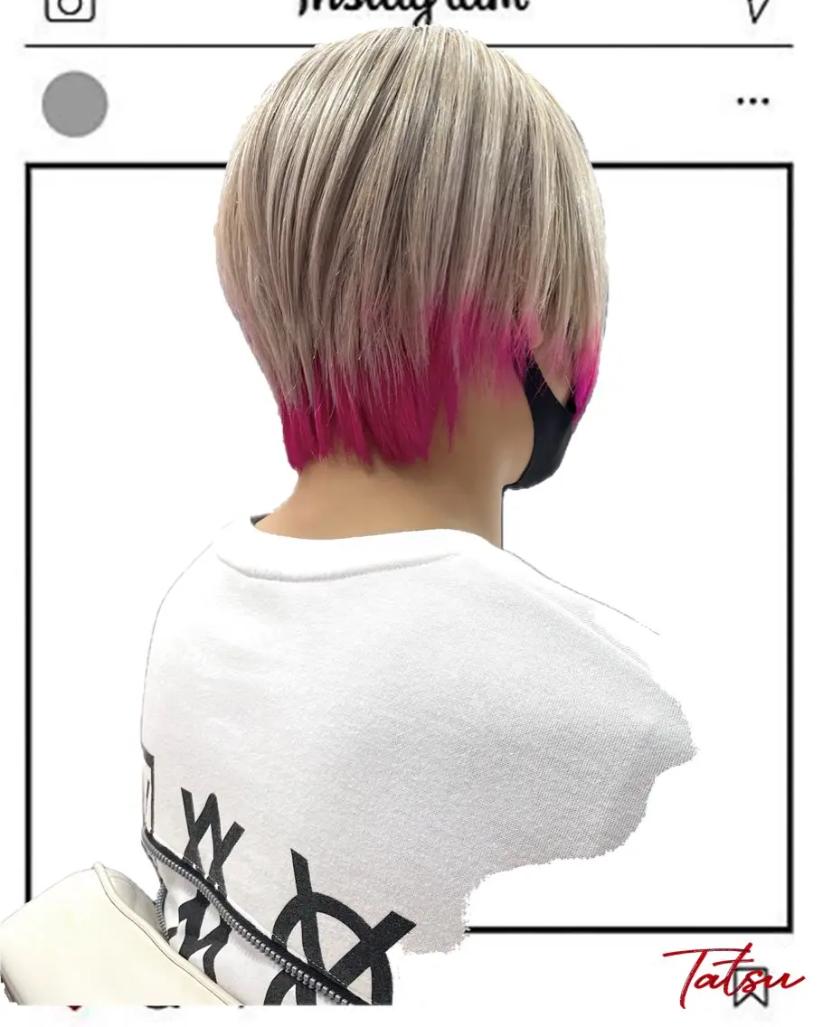 ショート カラー メンズ カット ヘアカラー トリートメント Tatsu/newi 大分 ハイトーンのヘアスタイル