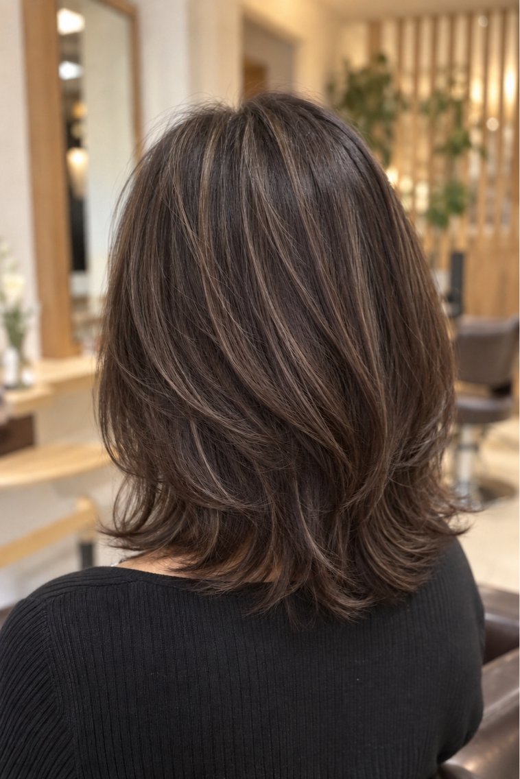 ミディアム カラー 縮毛矯正 植野 陽菜のヘアスタイル