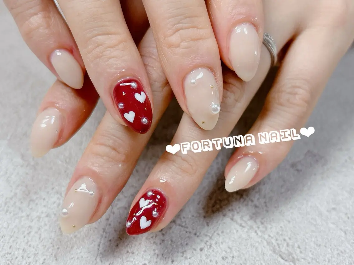ネイル バレンタイン Nail •Head スパFortunaのネイルデザイン