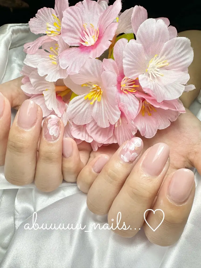 ネイル アートネイル フラワーネイル シンプルネイル abuuuuu nailsのネイルデザイン