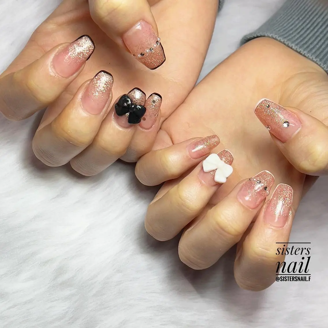 ネイル アートネイル フレンチネイル グラデーション キラキラネイル ラメ(グリッター) sisters nail.fのネイルデザイン