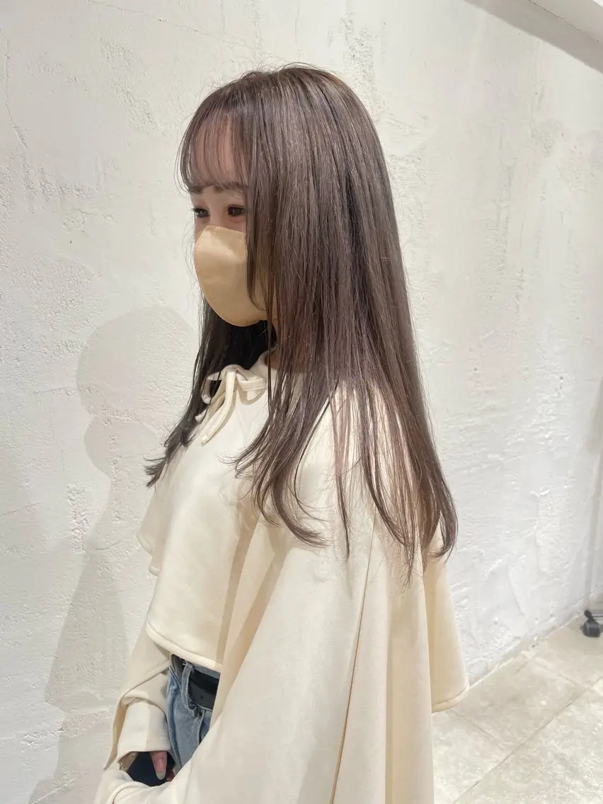 セミロング カラー ヘアアレンジ ブリーチ グレージュ ラベンダーカラー iena渋谷 /ゆーこのマツエク・マツパデザイン