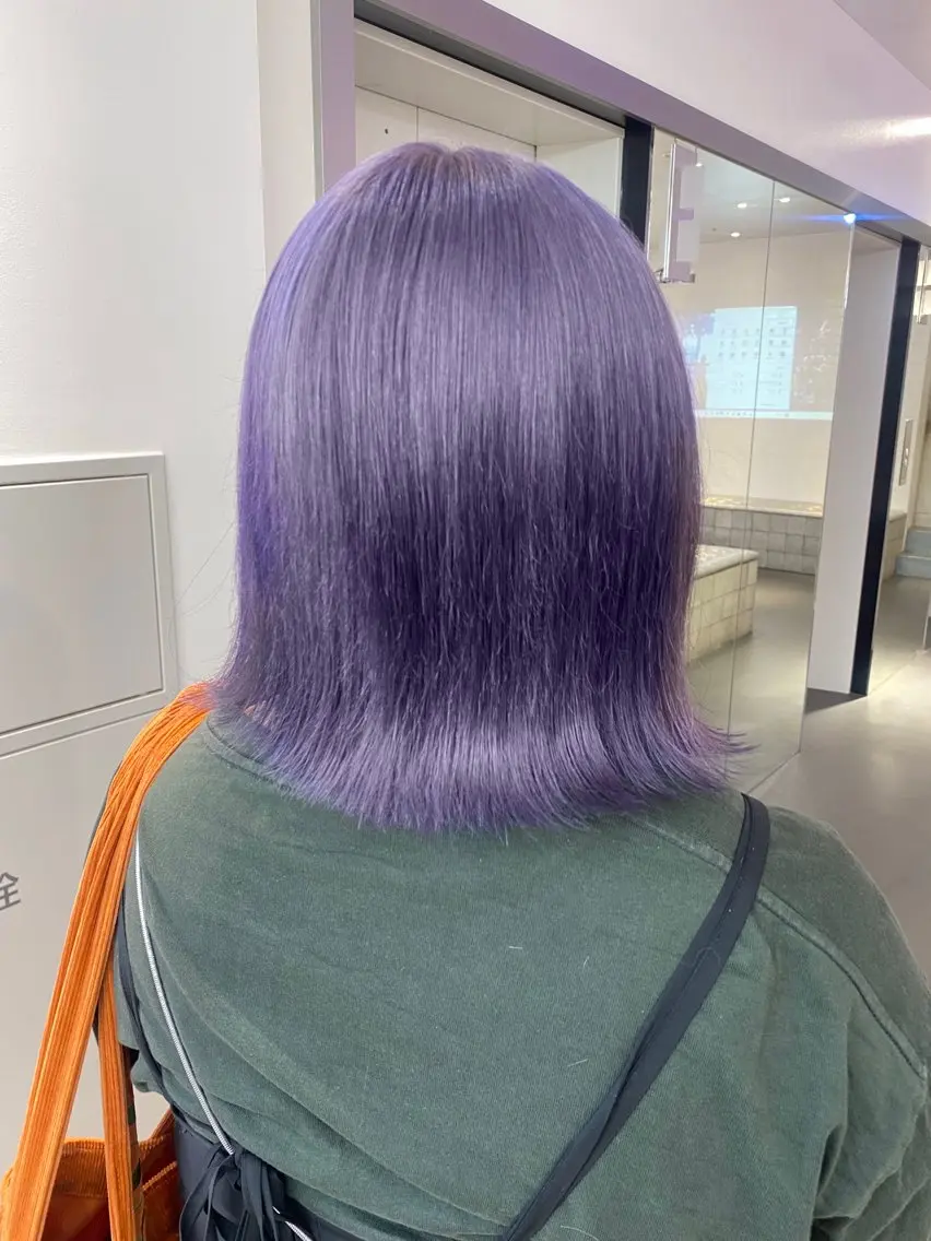 ミディアム カラー ブリーチ ラベンダーカラー ヘアカラー トリートメント ヘアセット レイヤー/ハイトーン 🧸SENAのヘアスタイル