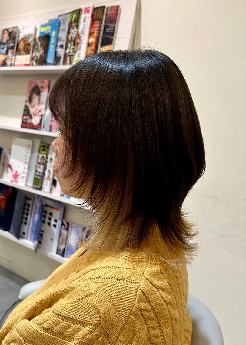 ミディアム 顔周りカット 小顔カット ウルフカット キタド アミのヘアスタイル