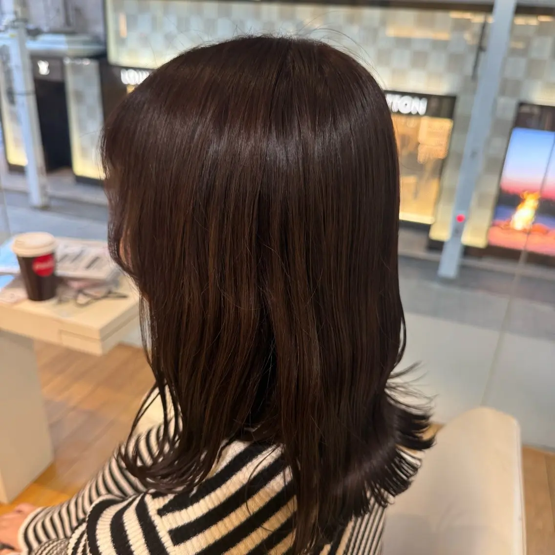 カラー ブラウンカラー ピンクカラー ヘアカラー femme 當田 莉央のヘアスタイル