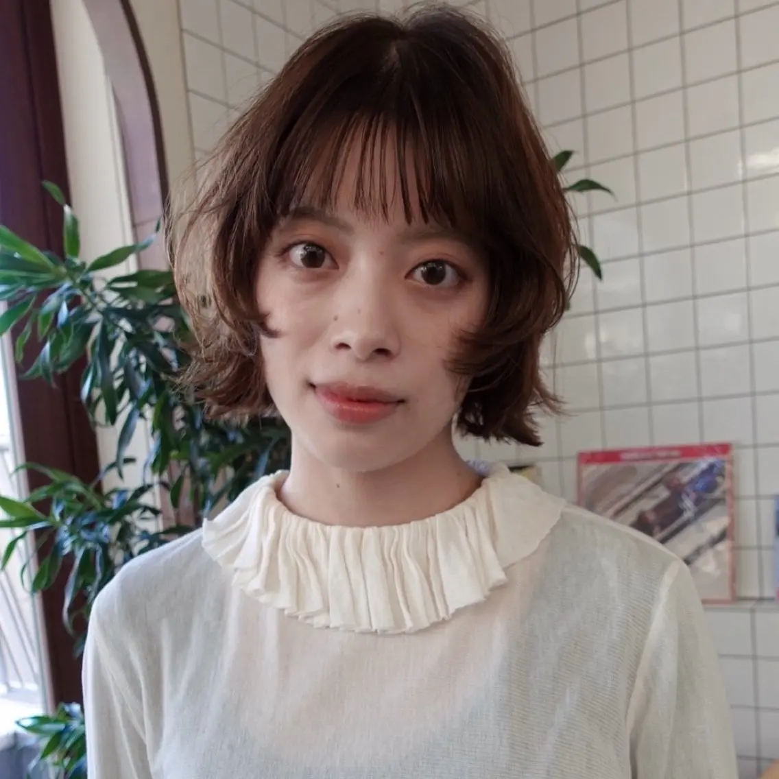 ショート カラー パーマ ボブパーマ/パーマ ウルフパーマのヘアスタイル