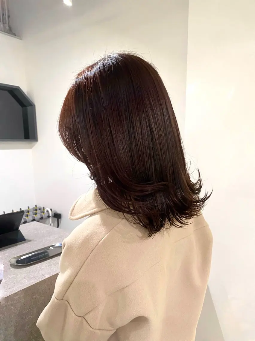ミディアム カラー ブラウンカラー ピンクカラー ピンクブラウン ヘアカラー ✨カット&パーマ✨ 川西詩乃のヘアスタイル