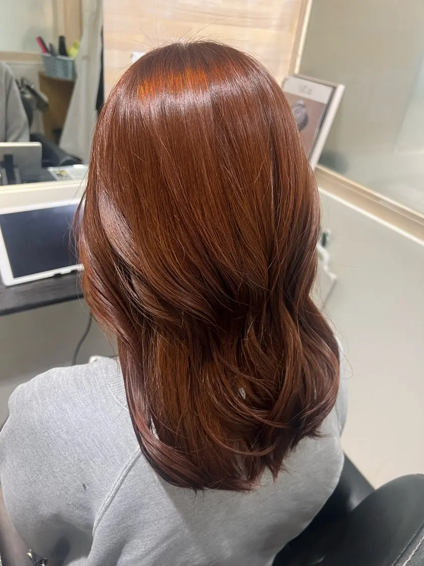 セミロング カラー ブラウンカラー 透明感カラー オレンジ オレンジブラウン ヘアカラー トリートメント 🥣🫧艶カラー 🦋アカマ ミユ🦋のヘアスタイル