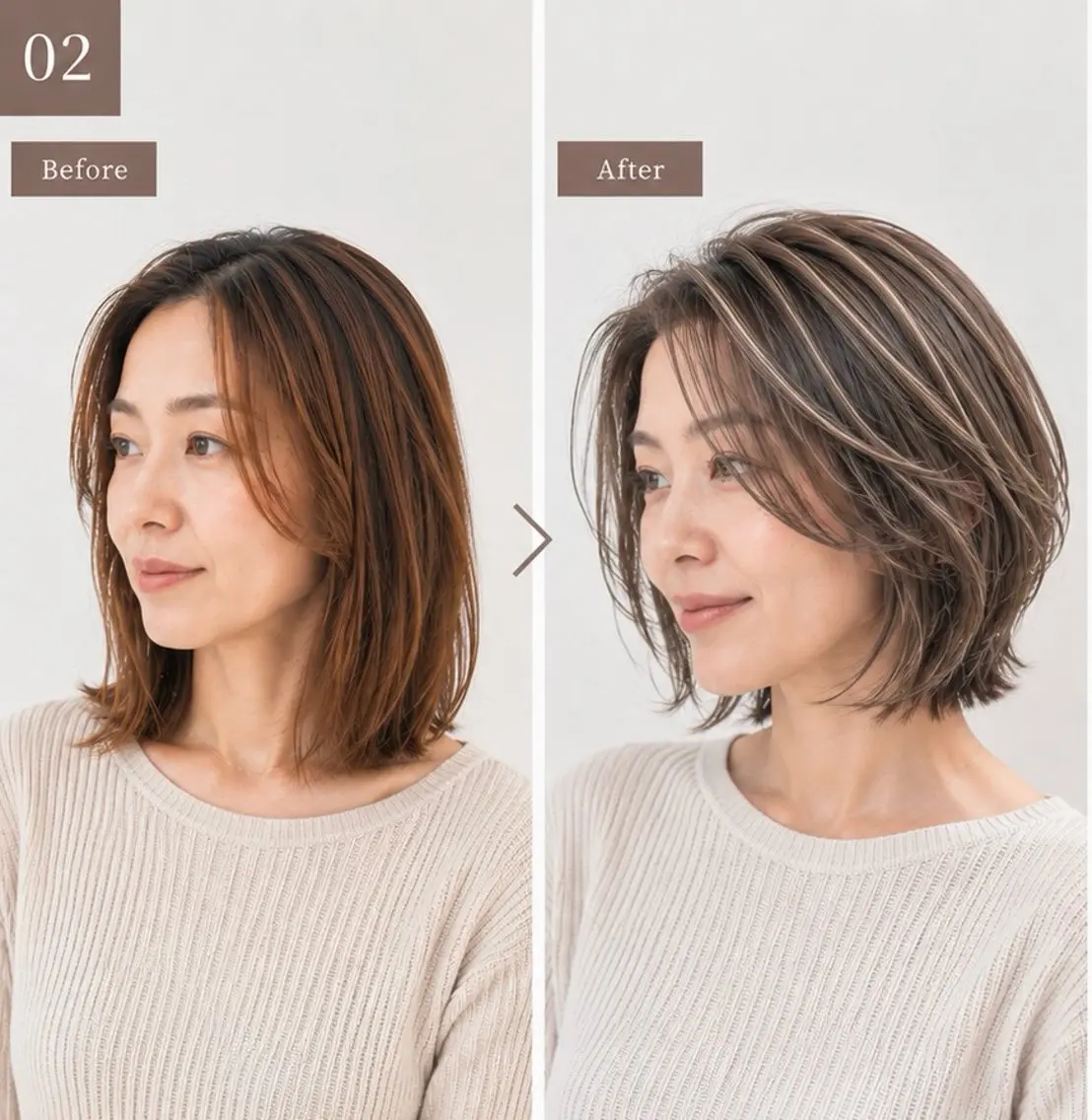 【脱白髪染め】白髪ぼかしカラー＋似合わせショート✨伸びても気になりにくい大人のデザインカラー🐰【天王町】【横浜】の写真