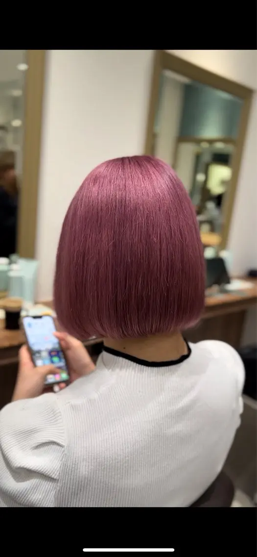 カラー ピンクカラー ボブ カット ヘアカラー ash平井店/永木 空✂️のヘアスタイル