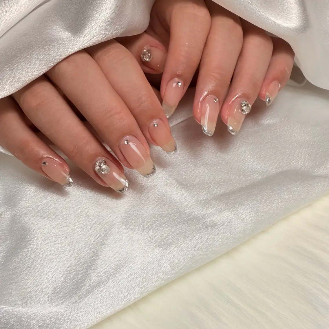 ネイル フレンチネイル ラメ(グリッター) ハンドネイル 🌹Belle Nail🌹のネイルデザイン