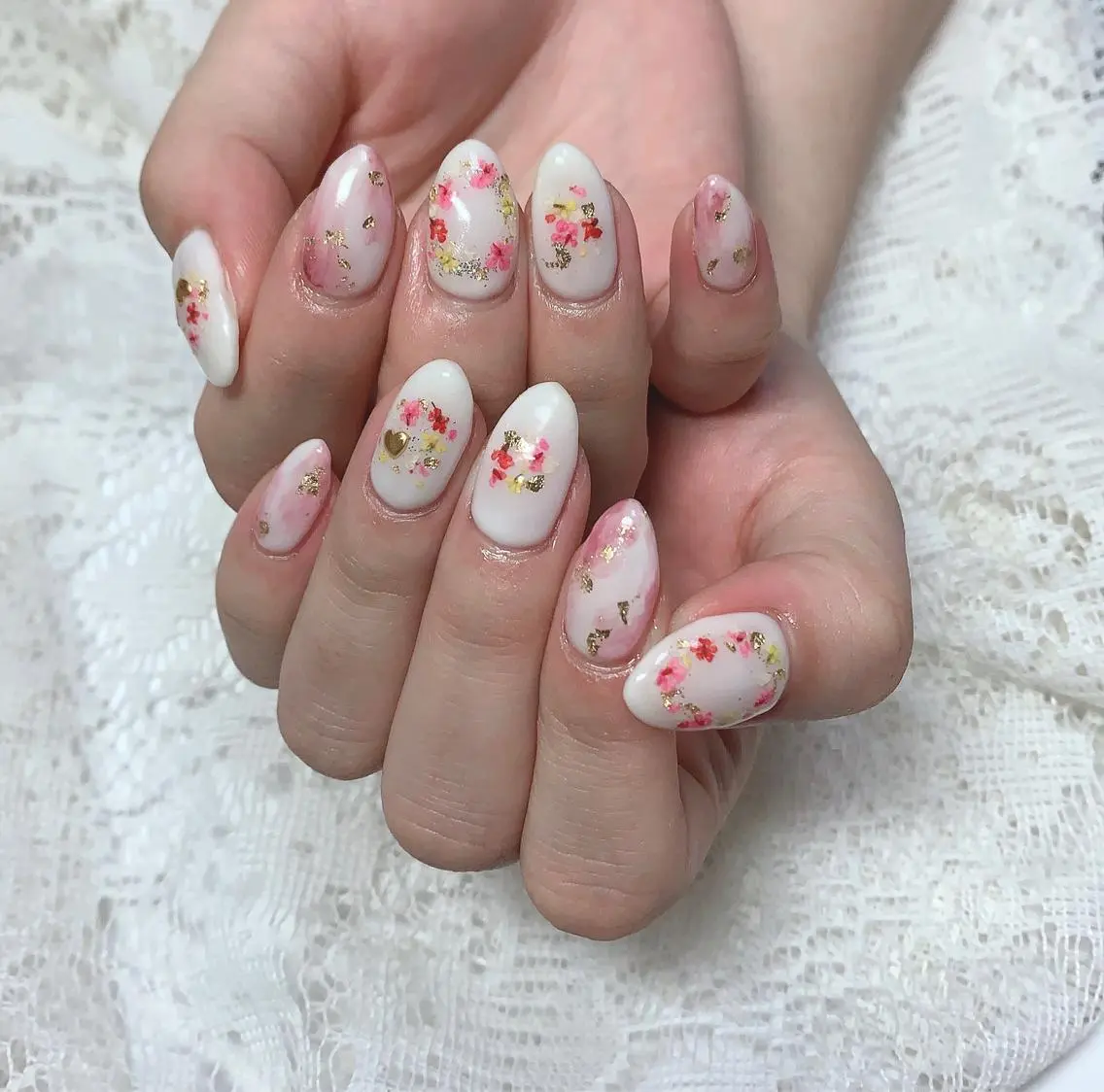 ネイル アートネイル フラワーネイル ジェルネイル パラジェル ピンク ベテランネイル cnc  nailのネイルデザイン