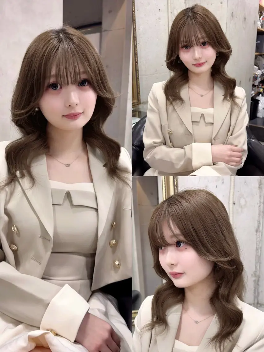 ミディアム カット ヘアカラー ケアブリーチ🌺 透明感🪽‪とわのヘアスタイル