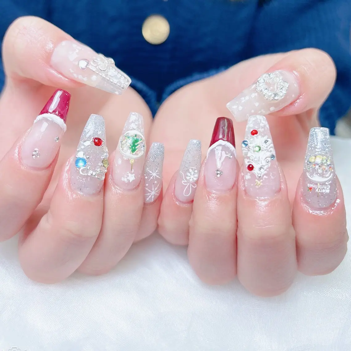 ネイル 成人式 ジェルネイル ロングネイル マグネットネイル ミディアムネイル ハンドネイル MoMoA Nail ネイル長さ出し専門店のネイルデザイン