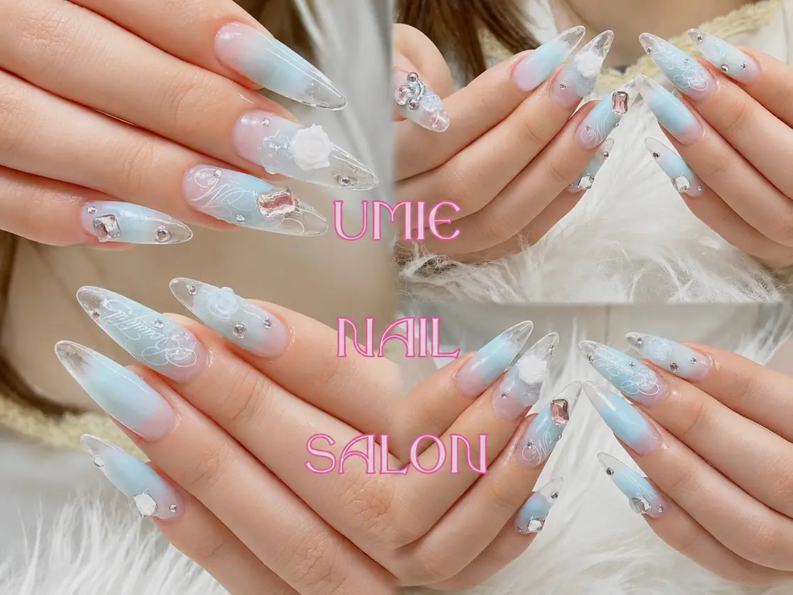 ネイル フットネイル フレンチネイル グラデーション キラキラネイル 韓国ネイル UMIE NAIL SALONのネイルデザイン