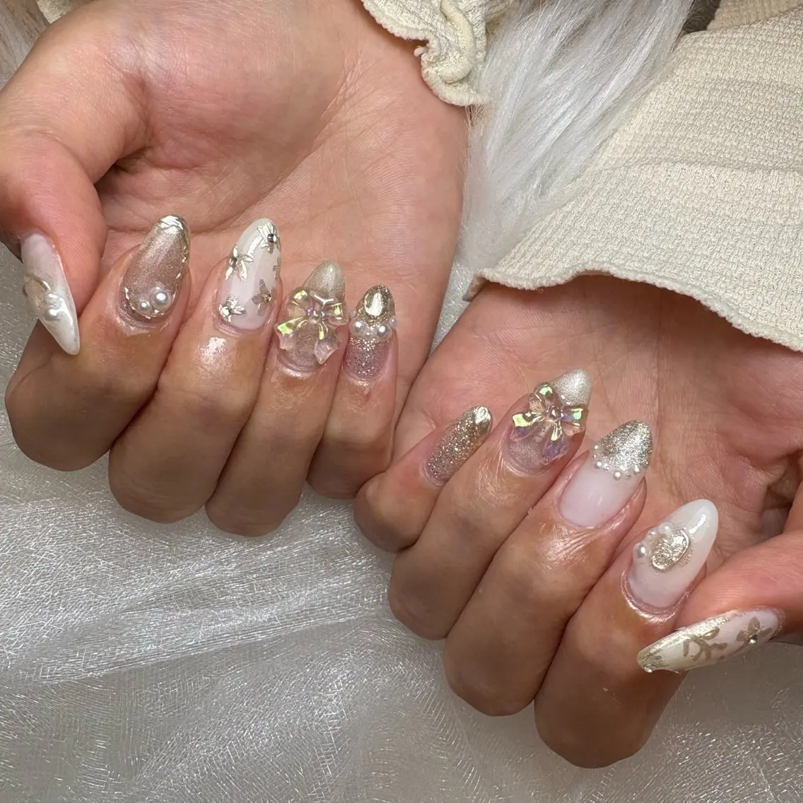 ネイル リボン ハンドネイル Lilibeauty salonのネイルデザイン