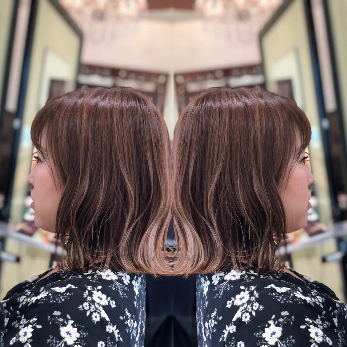 ミディアム カット ヘアカラー Y Uのヘアスタイル