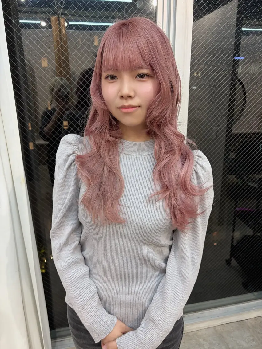 ロング カラー ベージュカラー ブリーチ ピンクカラー ピンクベージュ ヘアカラー [lani ] konatsuのヘアスタイル