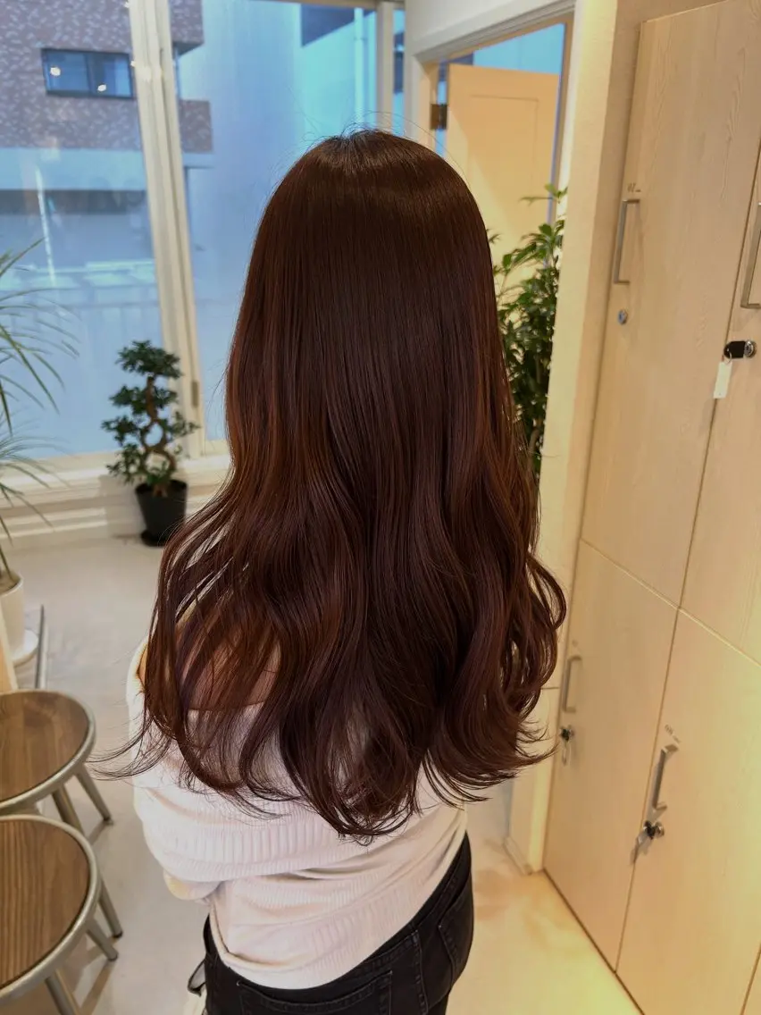 ロング カラー ブラウンカラー ピンクカラー ピンクブラウン カット ヘアカラー トリートメント お顔周り/オリーブ/ Wカラー/mei大名のヘアスタイル