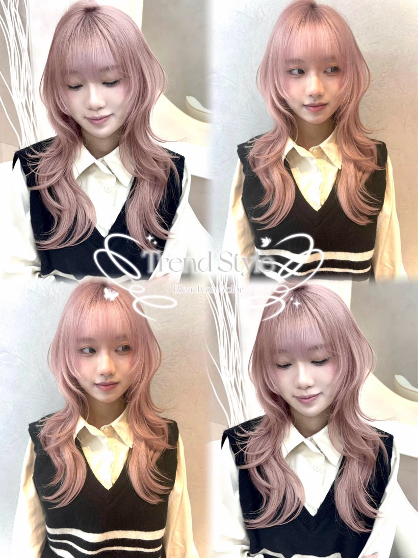 セミロング カラー ベージュカラー ブリーチ ダブルカラー ピンクカラー ピンクベージュ ヘアカラー トリートメント 🍑ももか🍑透明感 カラー/赤羽🎀のヘアスタイル