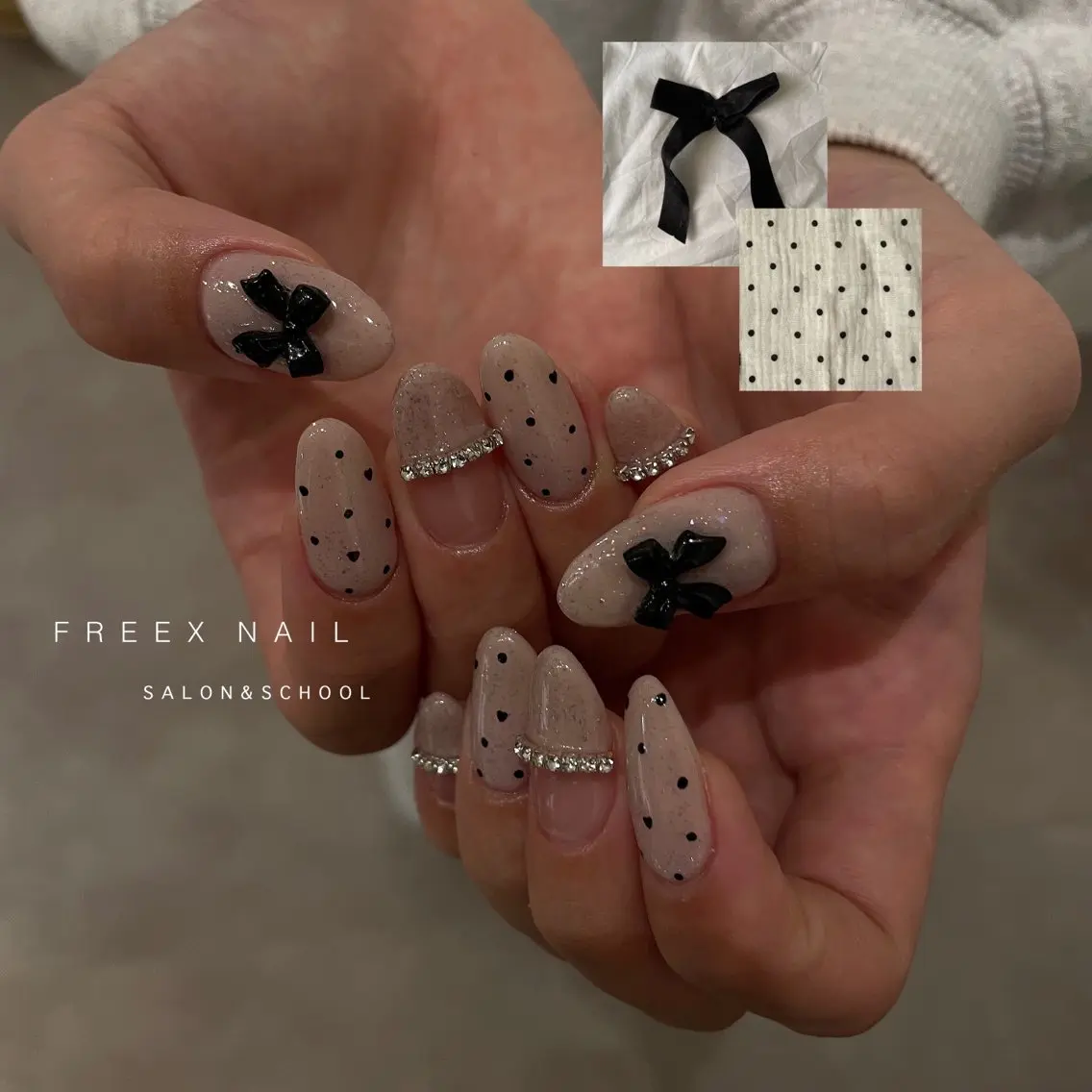 ネイル ガーリー リボン ハンドネイル freex nail /ニュアンス/個性派のネイルデザイン