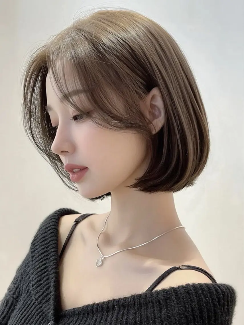 ショート カラー 透明感カラー くびれヘア 顔周りカット 韓国風ヘア レイヤーカット カット ヘアカラー トリートメント レイヤーカット/ 透カラー/ソラのヘアスタイル